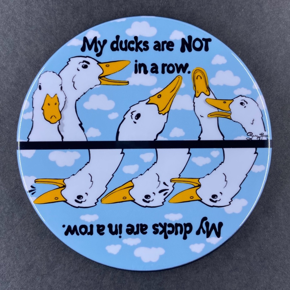 Funny Pekin Duck Magnet, Handmade Retro Pet Portrait Art Decor Gift 3.5"